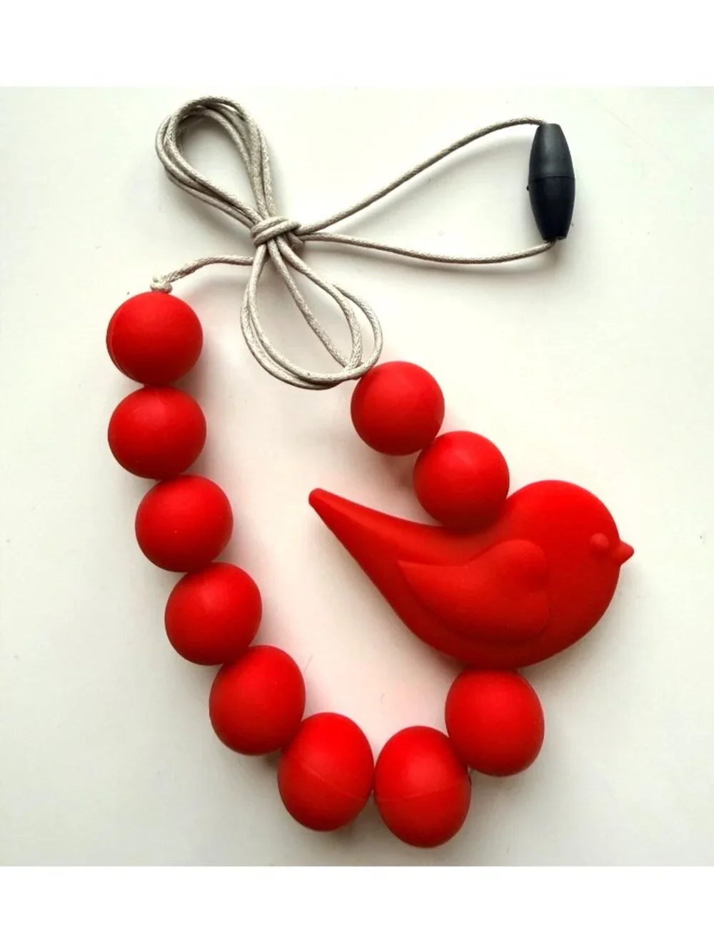 Jellystone Designs Silicone Necklace Red BPA-Free Beaded Pendant Adjustable Cord